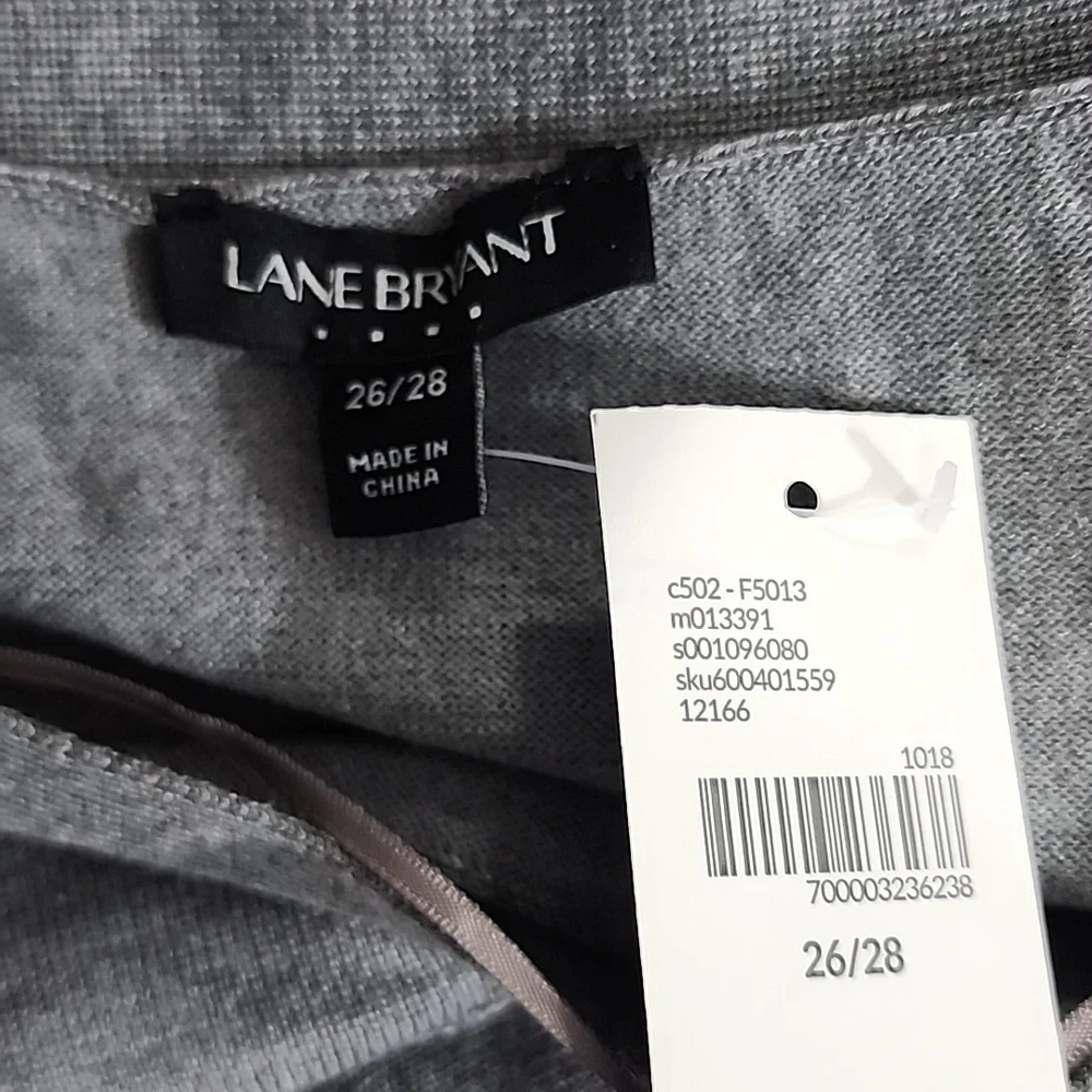 Lane Bryant Gray Knit Sweater 3/4 Sleeve Women's Top Plus Size 26/28   NWT‎